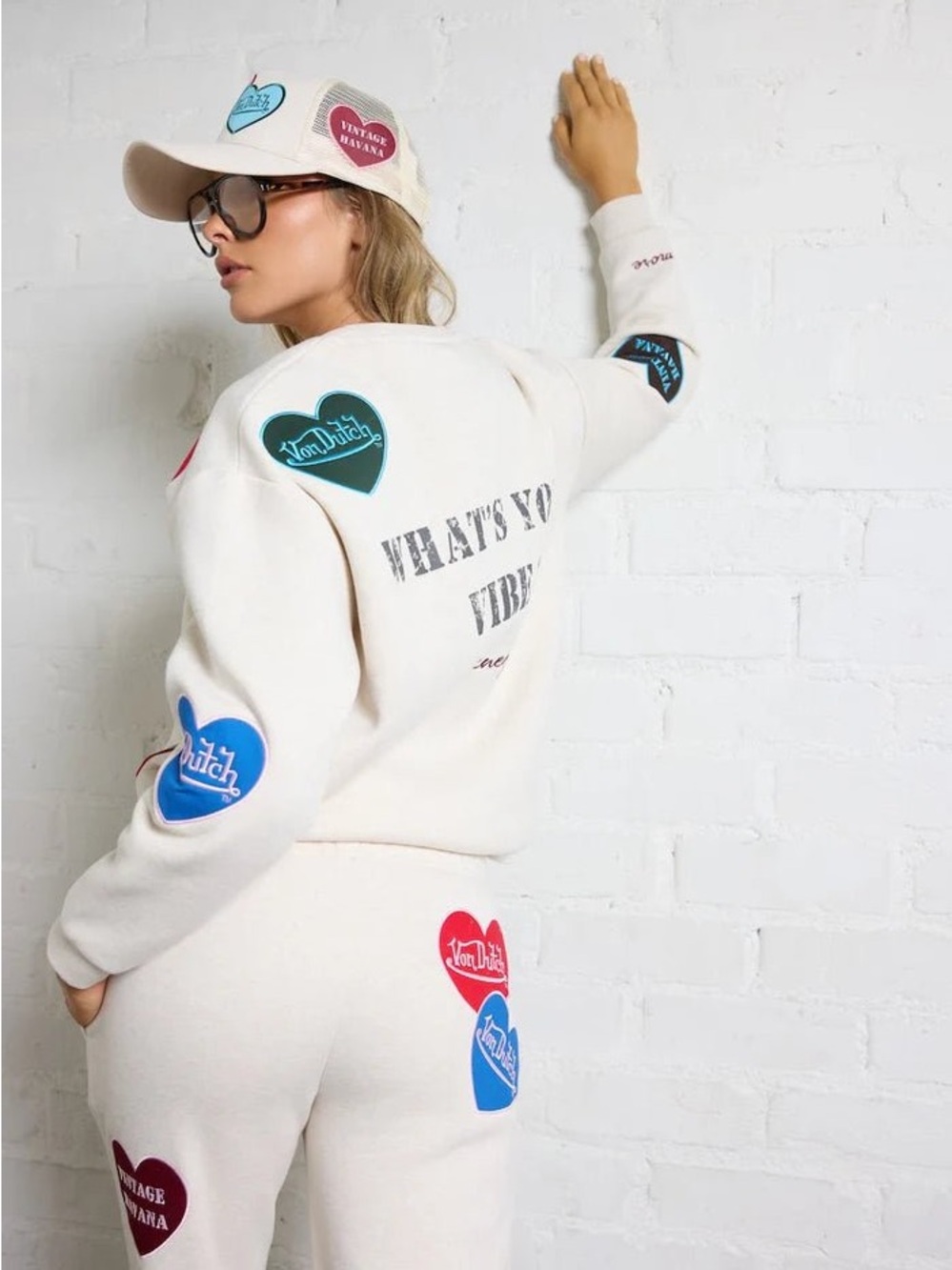 VINTAGE HAVANA VON DUTCH HEART PATCH Sweatshirt and sweatpants Size Small NWT